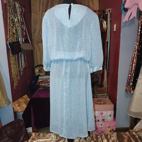 Via Sant Andrea Vintage Sheer Baby Blue Dress M - Picture 7 of 8